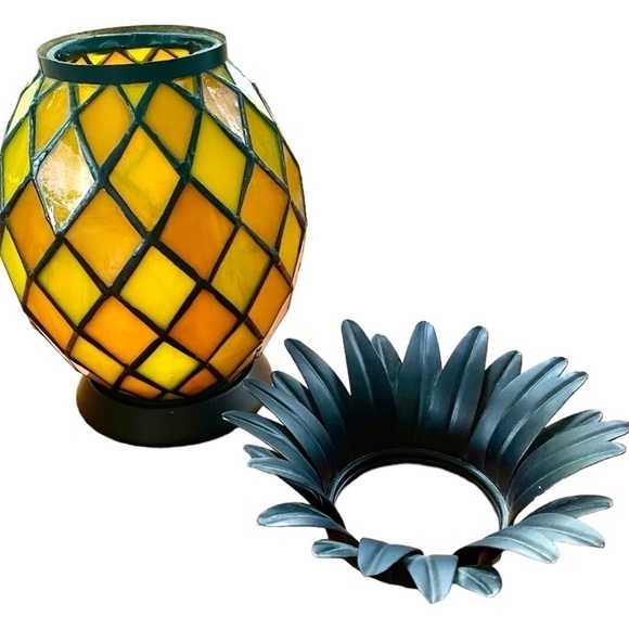 Partylite pineapple candle holder, tea lights or voltives, stained glass look - Picture 4 of 6